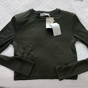 Mango Dark Green Long Sleeve Top